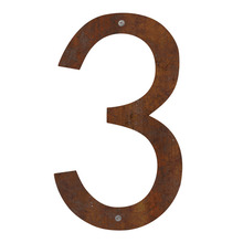 Husnummer 3 stål rustlook 40 cm